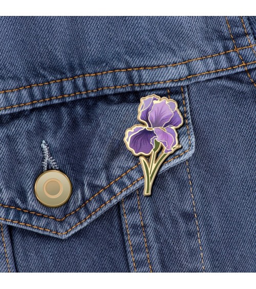 Flower Enamel Pin - Iris Plant Scouts broches and pins hat pin badges collectible