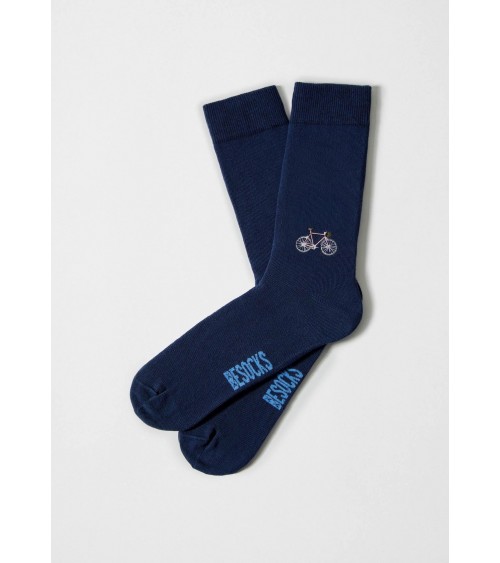 BeBicycle - Blue socks with embroidered bike motif Besocks funny crazy cute cool best pop socks for women men