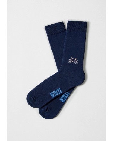BeBicycle - Blue socks with embroidered bike motif Besocks funny crazy cute cool best pop socks for women men