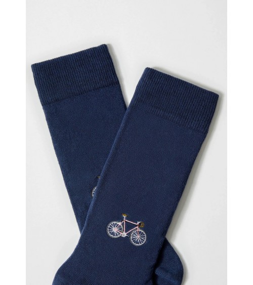 BeBicycle - Blaue Socken mit gesticktem Fahrradmotiv Besocks socke kuschelsocken für damen lustig herren farbige coole socken