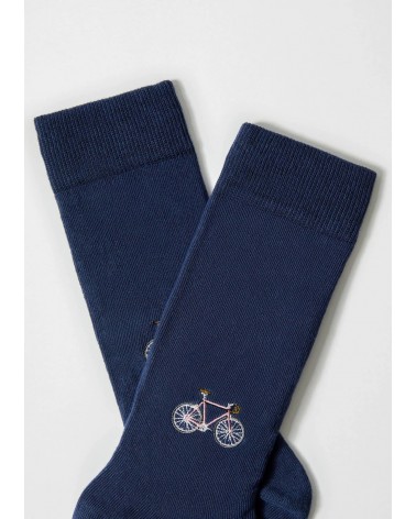 BeBicycle - Blue socks with embroidered bike motif Besocks funny crazy cute cool best pop socks for women men