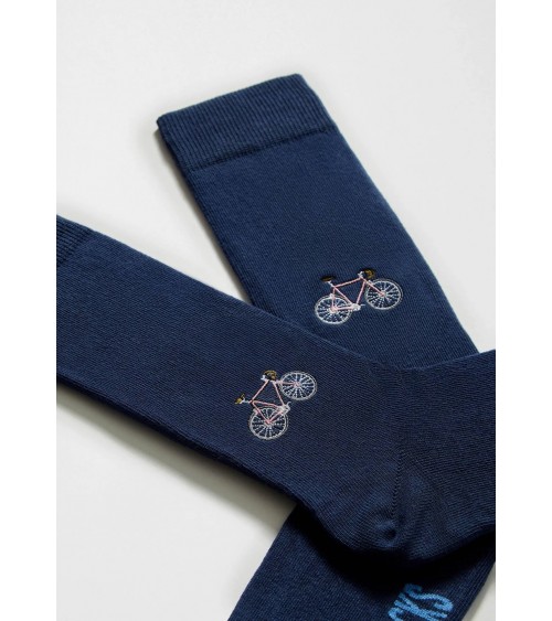 BeBicycle - Blue socks with embroidered bike motif Besocks funny crazy cute cool best pop socks for women men