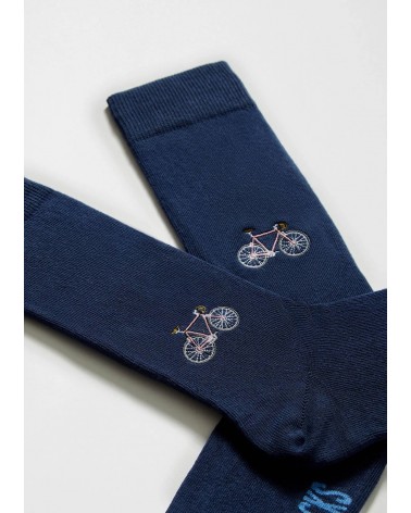 BeBicycle - Blue socks with embroidered bike motif Besocks funny crazy cute cool best pop socks for women men