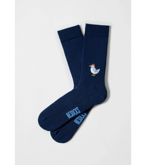 BeSeagull - Blaue Socken mit gesticktem Möwen Motiv Besocks socke kuschelsocken für damen lustig herren farbige coole socken