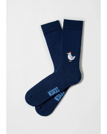 BeSeagull - Blaue Socken mit gesticktem Möwen Motiv Besocks socke kuschelsocken für damen lustig herren farbige coole socken