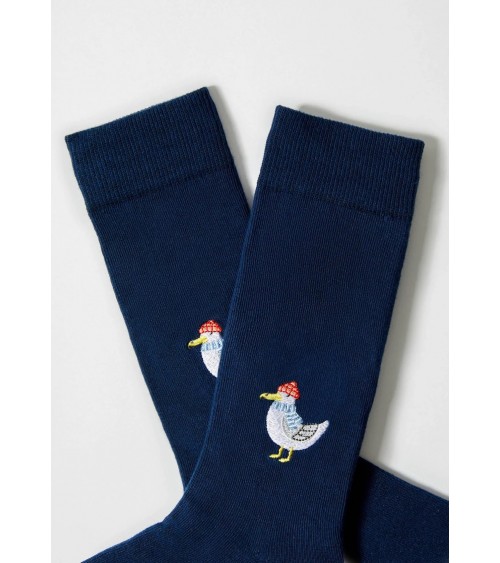BeSeagull - Blaue Socken mit gesticktem Möwen Motiv Besocks socke kuschelsocken für damen lustig herren farbige coole socken