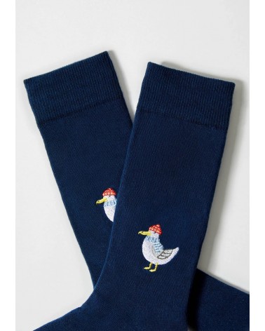 BeSeagull - Blaue Socken mit gesticktem Möwen Motiv Besocks socke kuschelsocken für damen lustig herren farbige coole socken