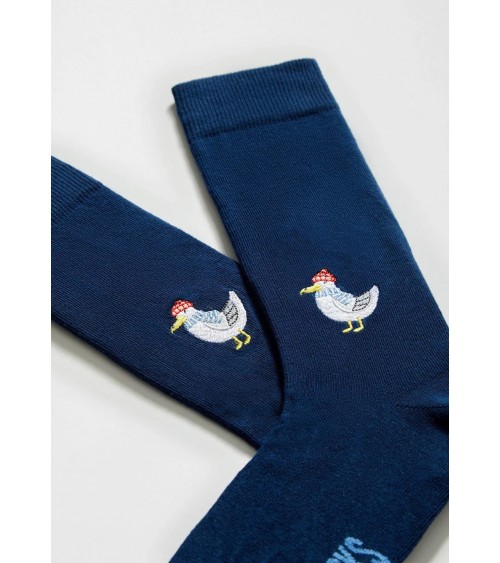 BeSeagull - Blaue Socken mit gesticktem Möwen Motiv Besocks socke kuschelsocken für damen lustig herren farbige coole socken
