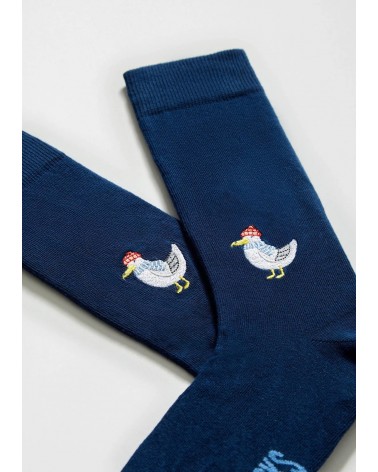 BeSeagull - Blaue Socken mit gesticktem Möwen Motiv Besocks socke kuschelsocken für damen lustig herren farbige coole socken