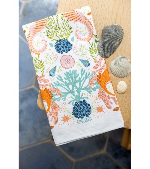 Hippocampe - Torchon, linge de cuisine Gingiber torchon vaisselle qualité serviette haut de gamme beaux essuie main originaux