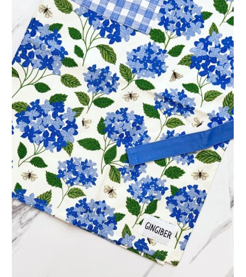 Tablier de cuisine - Hortensia Gingiber personnalisé femme chic homme original cuisinier patissier barbecue