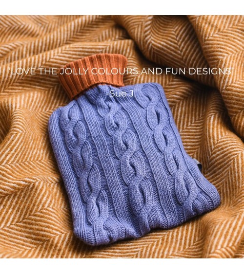 Hot water bottle with mixed cashmere cover - Lilac and saffron Catherine Tough bag long rechargeable luxury cute