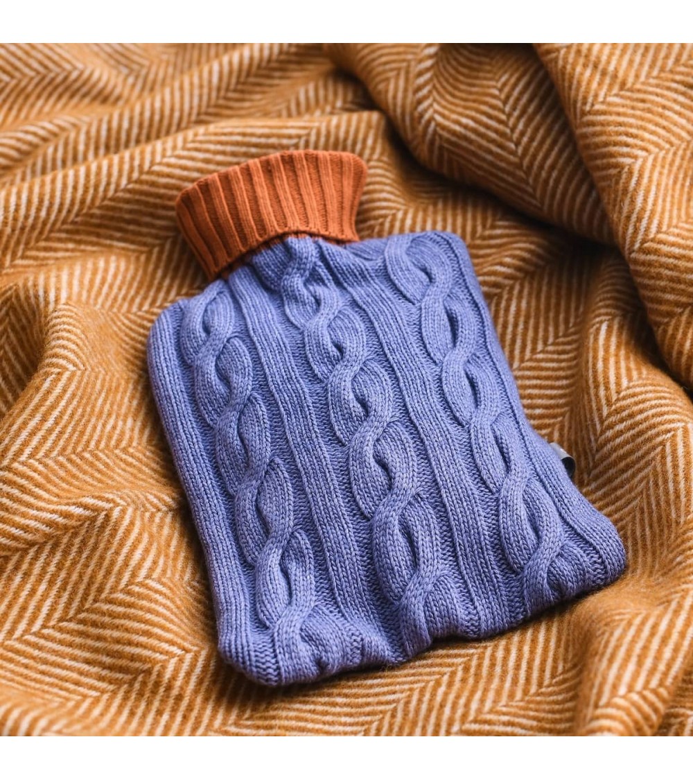Bouillotte à eau avec housse en cachemire mélangé - Lilas et safran Catherine Tough chaude douce haut de gamme bebe suisse