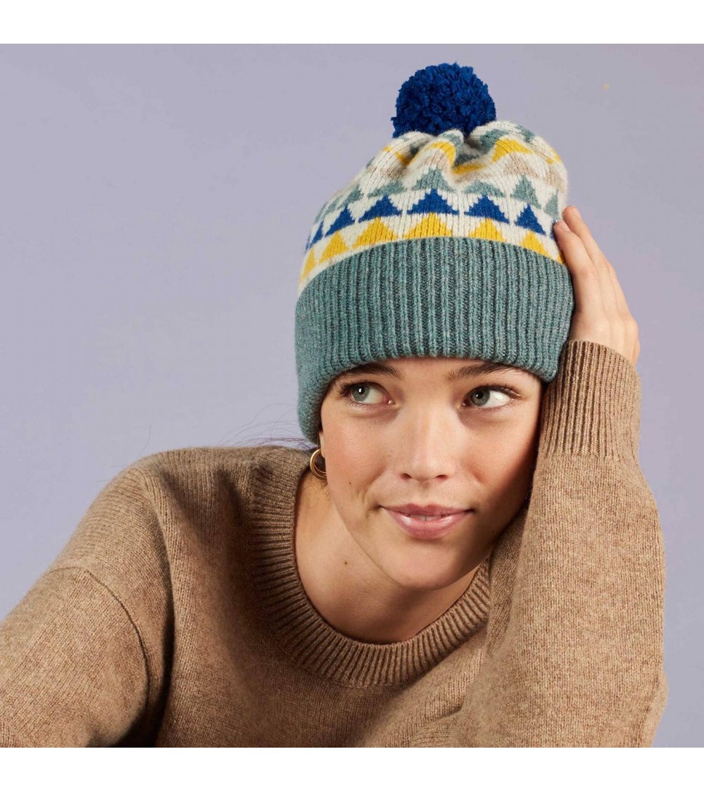 Triangle vert d'eau - Bonnet en laine merinos Catherine Tough cool femme homme Kitatori Suisse