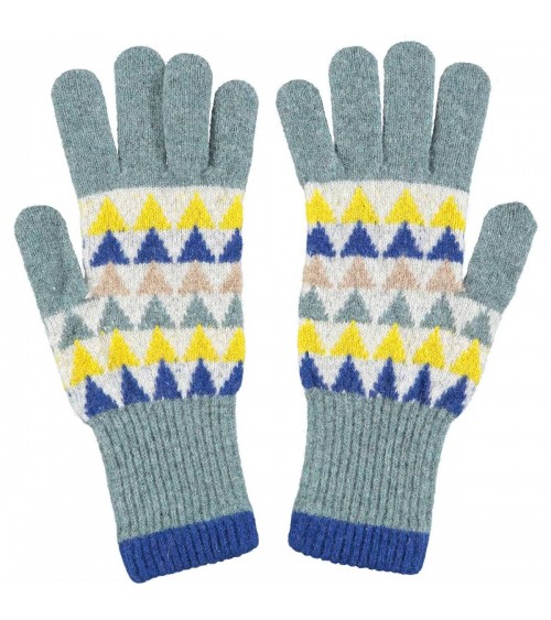 Triangle vert d'eau - Gants en laine pour femme Catherine Tough idée cadeau original suisse