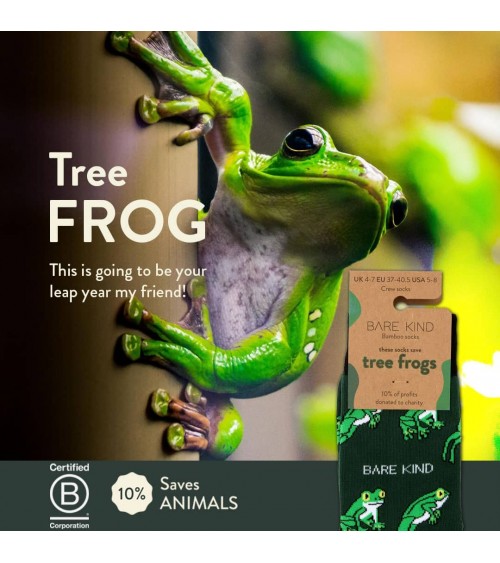 Save the Tree Frog - Bamboo Socks Bare Kind funny crazy cute cool best pop socks for women men