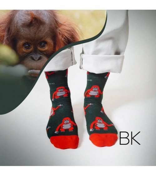 Sauvez les orangs-outans - Chaussettes en bambou Bare Kind jolies pour femme originales pour homme chausset rigolotes drole S...
