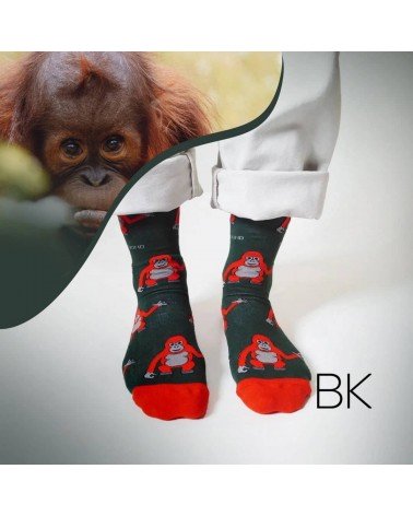 Sauvez les orangs-outans - Chaussettes en bambou Bare Kind jolies pour femme originales pour homme chausset rigolotes drole S...