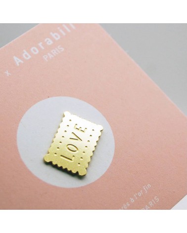Petit beurre Love - Pin's doré à l'or fin Adorabili Paris pins rare métal originaux bijoux suisse