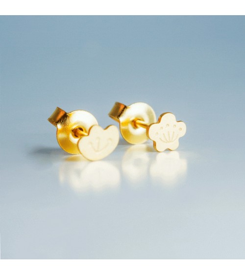 Sakuras - Boucles d'oreilles dorées à l'or fin Adorabili Paris fantaisie original femme suisse