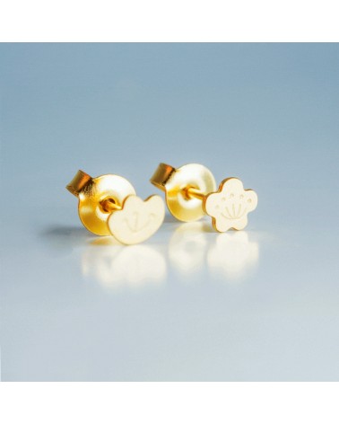 Sakuras - Boucles d'oreilles dorées à l'or fin Adorabili Paris fantaisie original femme suisse