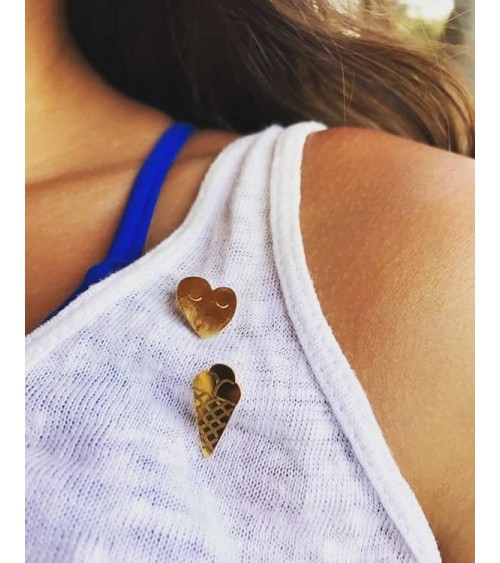 Ice cream - Gold plated Enamel Pins Adorabili Paris broches and pins hat pin badges collectible
