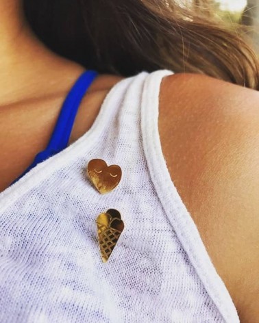 Glace - Pin's doré à l'or fin Adorabili Paris pins rare métal originaux bijoux suisse