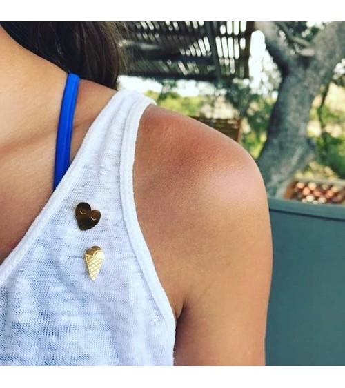Ice cream - Gold plated Enamel Pins Adorabili Paris broches and pins hat pin badges collectible