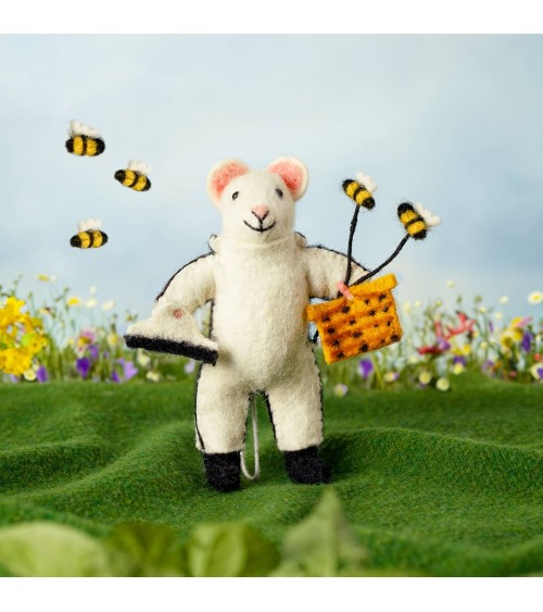 Beekeeper Mouse - Decorative object Sew Heart Felt original kitatori switzerland