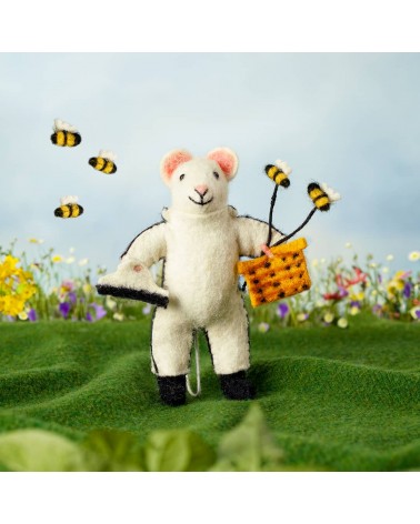 Beekeeper Mouse - Decorative object Sew Heart Felt original kitatori switzerland