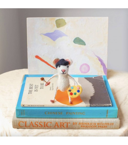 Souris artiste - Objet déco Sew Heart Felt original kitatori suisse