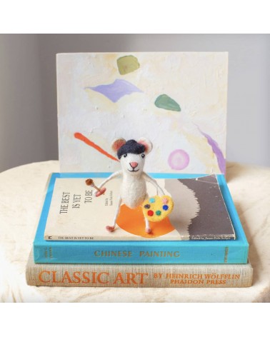 Souris artiste - Objet déco Sew Heart Felt original kitatori suisse