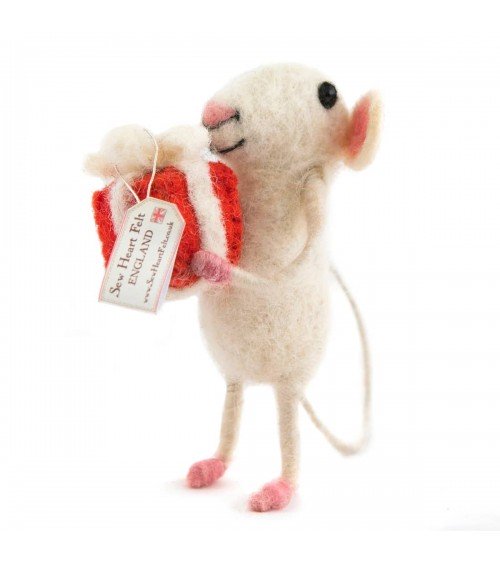 Maus mit Geschenk - Deko Objekt aus Filz Sew Heart Felt schöne deko schweiz kaufen