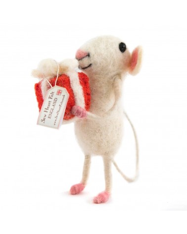 Maus mit Geschenk - Deko Objekt aus Filz Sew Heart Felt schöne deko schweiz kaufen