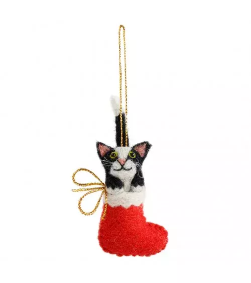 Clarence – Katze in einem Weihnachtsstrumpf - Weihnachtsdeko Sew Heart Felt Weihnachtsdekoration kaufen Weihnachtsbaum Deko I...