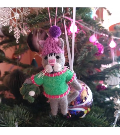 Gatto con vischio - Decorazione natale Felt so good Decorazioni natalizie eleganti particolari decoro natale decorazione albe...