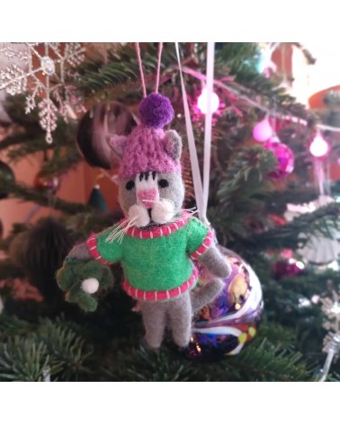 Gatto con vischio - Decorazione natale Felt so good Decorazioni natalizie eleganti particolari decoro natale decorazione albe...