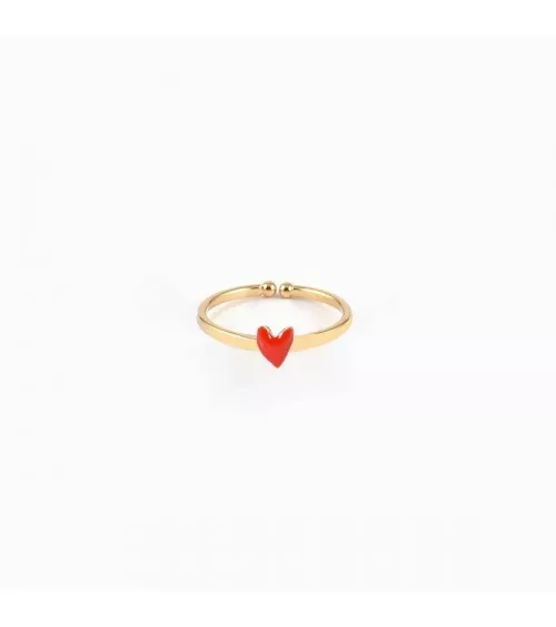Bague ajustable GRANT - Coeur Rouge Coquelicot Titlee fantaisie original femme suisse