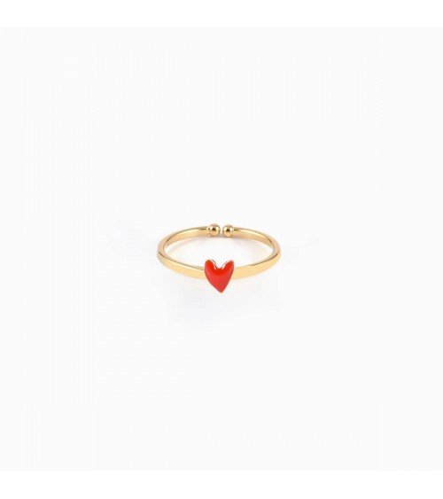 Bague ajustable GRANT - Coeur Rouge Coquelicot Titlee fantaisie original femme suisse