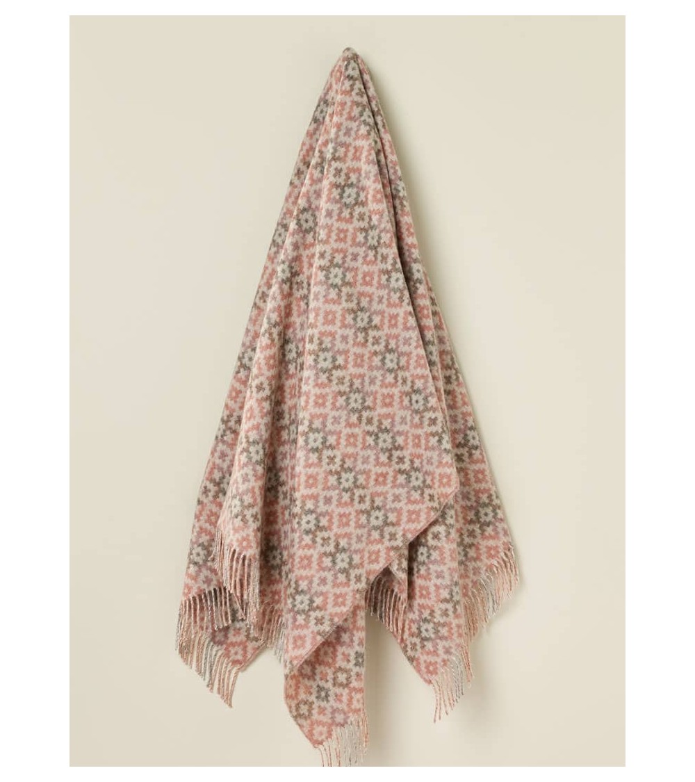 Dartmouth Coral - Pure new wool blanket Bronte by Moon warm cozy soft sofa throw blanket picnic throws and blankets