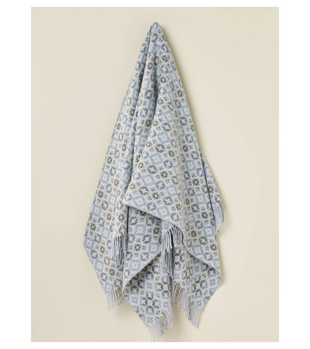 Dartmouth Blue - Pure new wool blanket Bronte by Moon warm cozy soft sofa throw blanket picnic throws and blankets