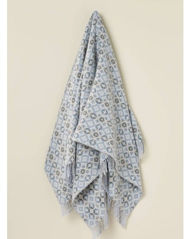 Dartmouth Blue - Pure new wool blanket Bronte by Moon warm cozy soft sofa throw blanket picnic throws and blankets