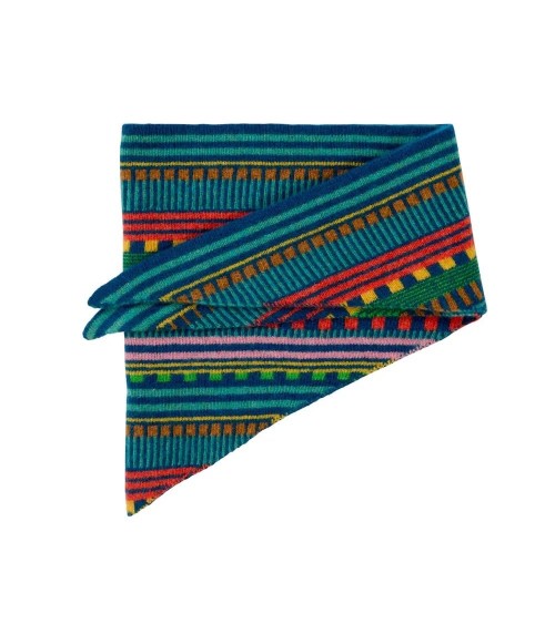Foulard, écharpe triangle en laine - Rayures multicolores Donna Wilson luxe pour femme homme Suisse Kitatori