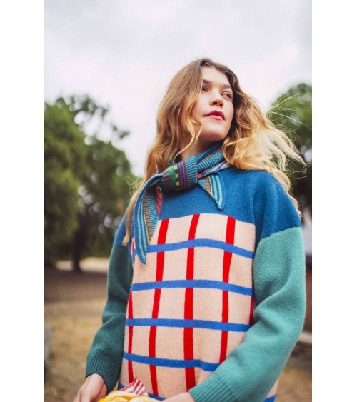 Sciarpa triangolare in lana - Righe multicolori Donna Wilson sciarpa inglese per donna da uomo per donna sciarpe di lana eleg...