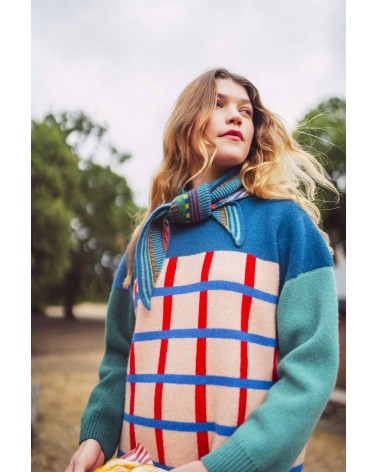 Sciarpa triangolare in lana - Righe multicolori Donna Wilson sciarpa inglese per donna da uomo per donna sciarpe di lana eleg...