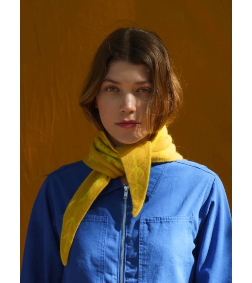 Reversible Neckerchief, Wool triangle scarf - Sprig Yellow Donna Wilson scarves for women mens scarf Kitatori Switzerland