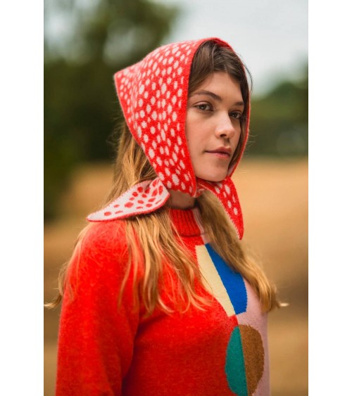 Foulard, Sciarpa triangolare a pois in lana - Spotty Rosso Donna Wilson sciarpa inglese per donna da uomo per donna sciarpe d...
