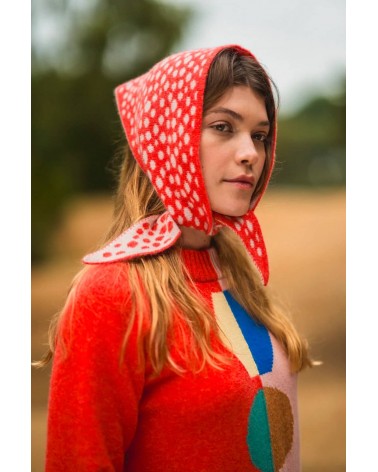 Foulard, Sciarpa triangolare a pois in lana - Spotty Rosso Donna Wilson sciarpa inglese per donna da uomo per donna sciarpe d...