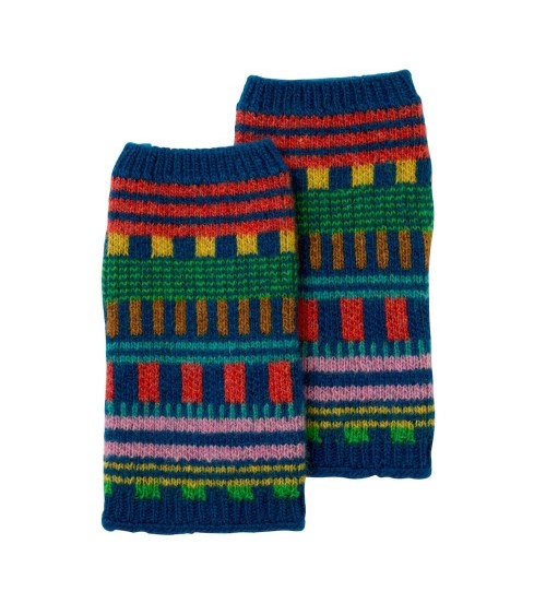 Wool mittens, fingerless gloves - Multicoloured stripes Donna Wilson original gift idea switzerland