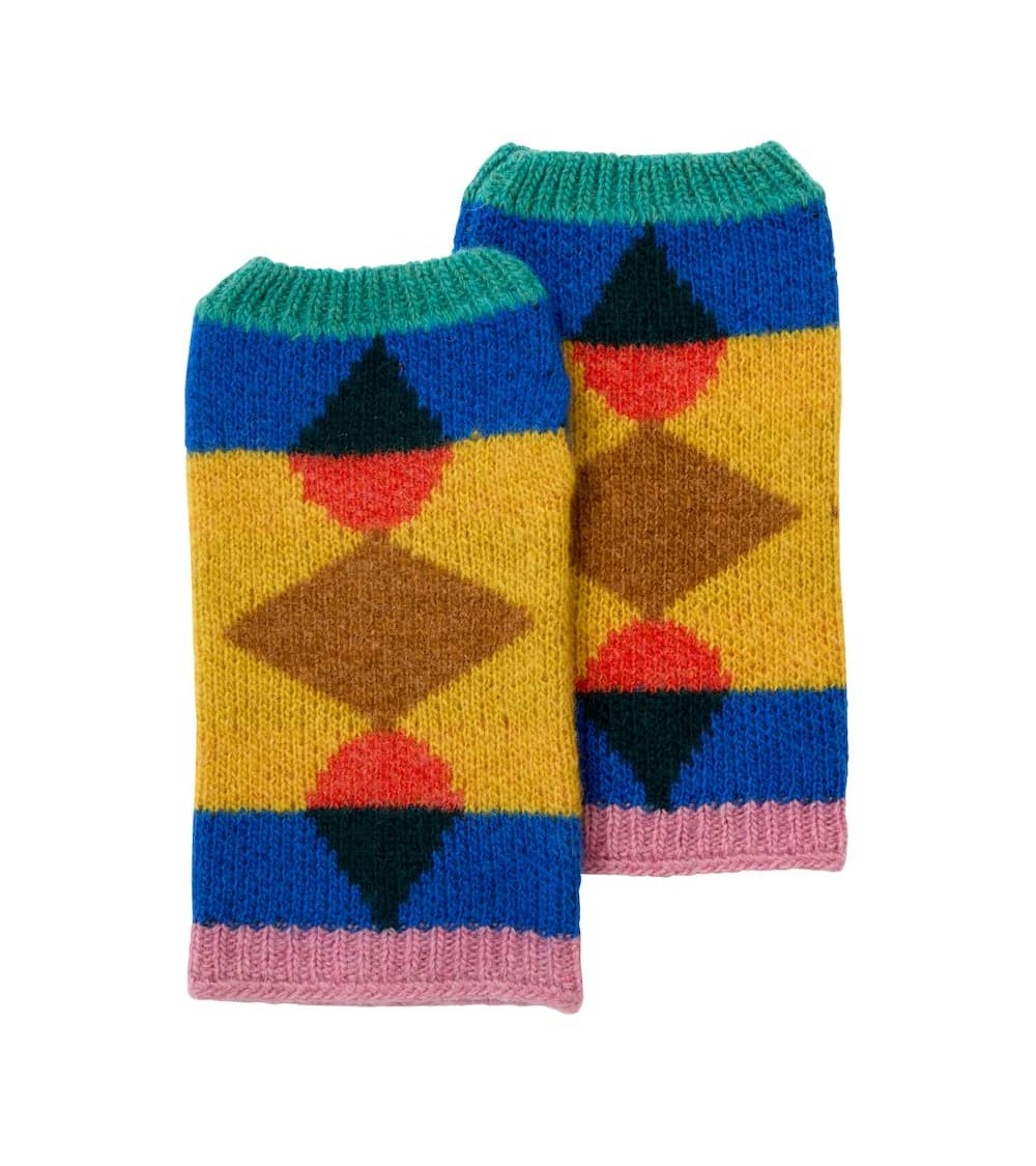 Wool mittens, fingerless gloves - Stained Glass Donna Wilson original gift idea switzerland